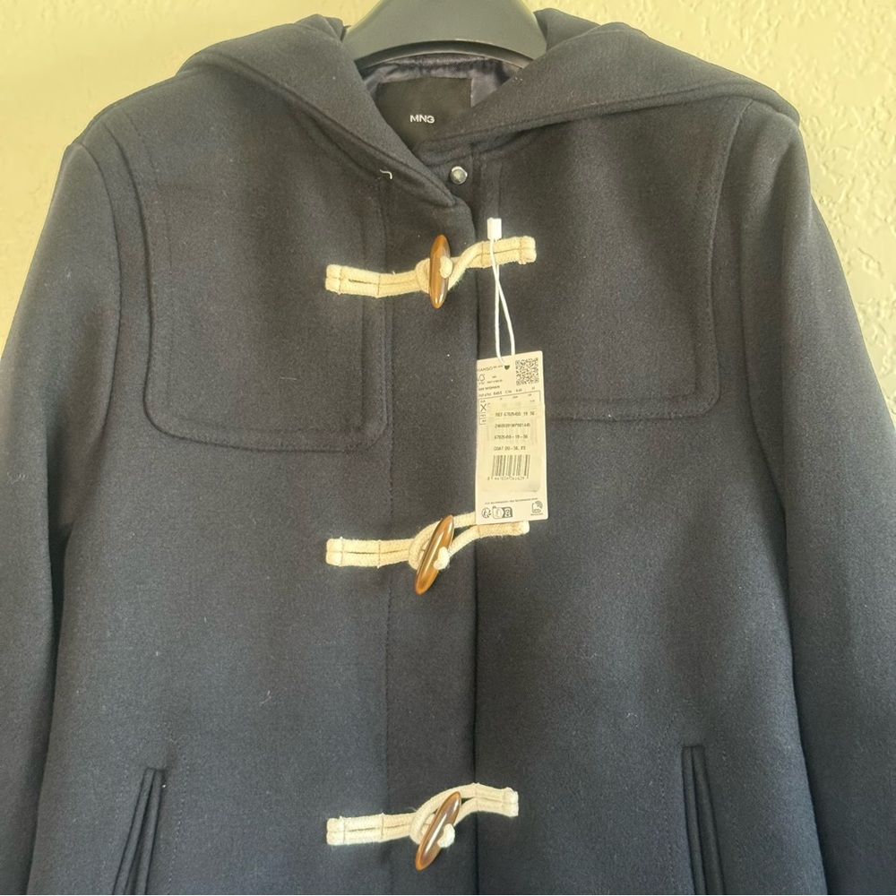 NWT MANGO Hooded Wool Coat size XS - Picture 13 of 16